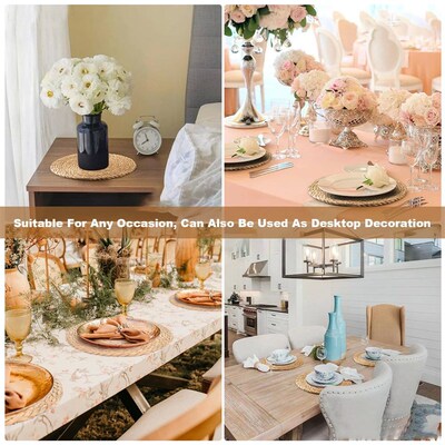 Round Woven Placemats Set  Rustic Braided Wicker Table Mat