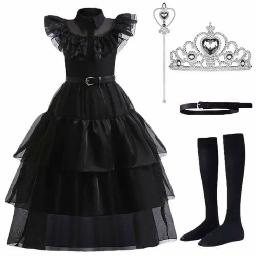 Wednesday Addams Cosplay Girl Dress Zombie Prom Party Dark