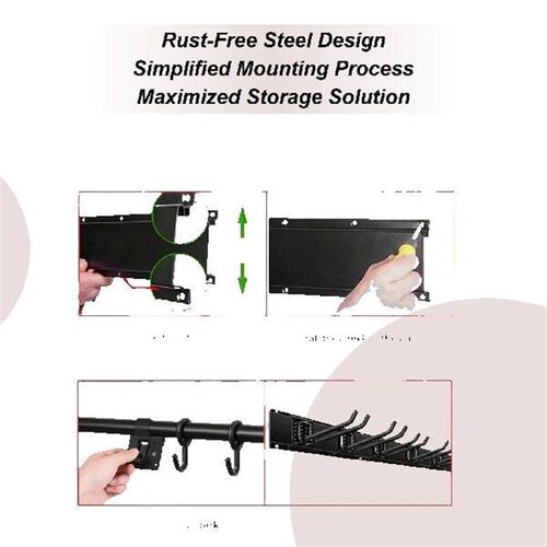 Ski Rack Wall Mount With 6 Hooks Heavy Duty Organizer