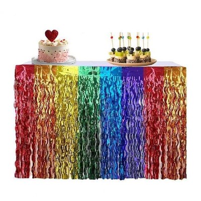 Self-adhesive Table Skirt Reusable Tinsel Fringe Table