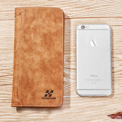 Men Wallet Vintage PU Leather Frosted Long Wallets Coin Pock