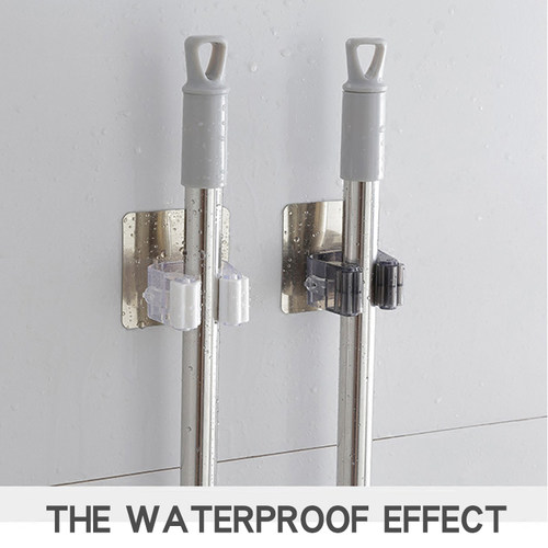 2/4pcs Adhesive Multi-Purpose Hooks Wall Mounted Mop Organiz