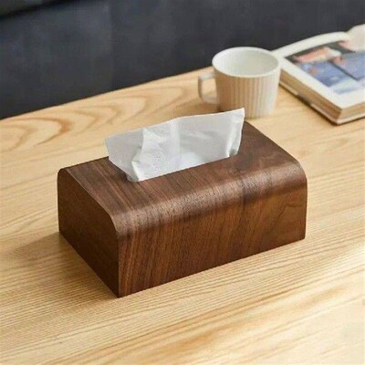 Living Room Tissue Box Walnut Wood Tissue Case  Napkin