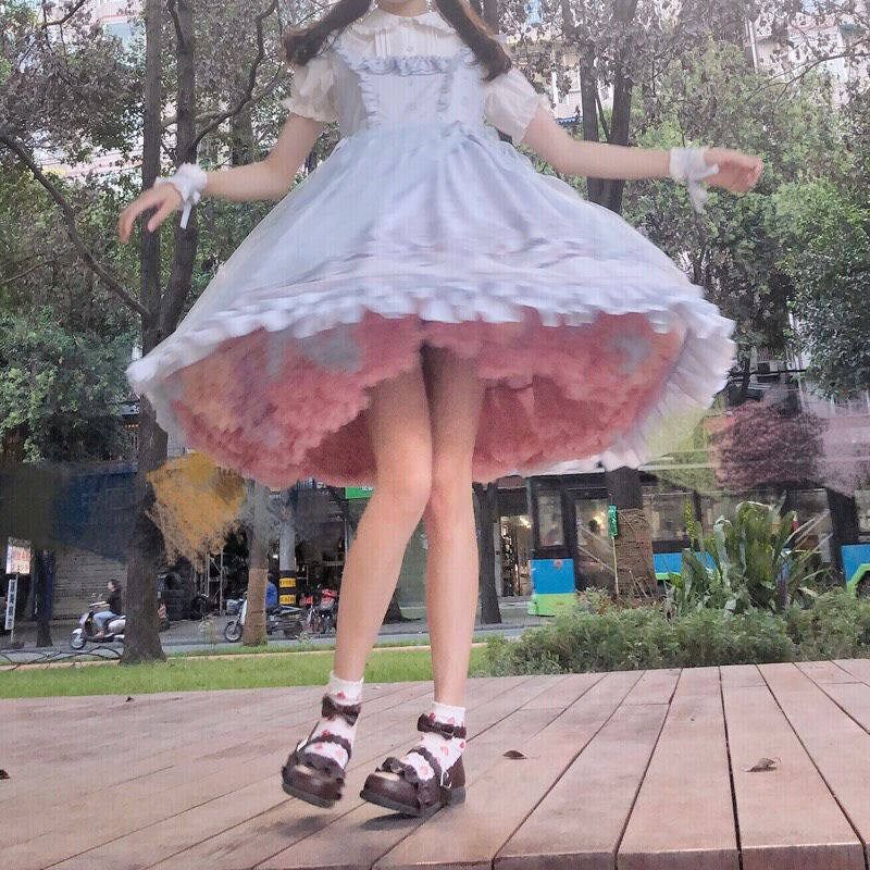 Women Girls Ruffled Short Petticoat Solid White Color Fluffy - 实物图
