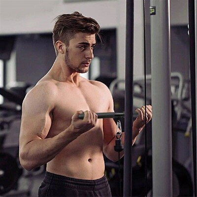 Gym Rotating Straight Bar with Non-Slip Grip Triceps Biceps