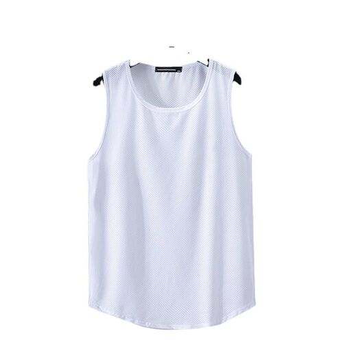 Summer Mens Ice Silk Vest Mesh Large Size Breathable Sleeve