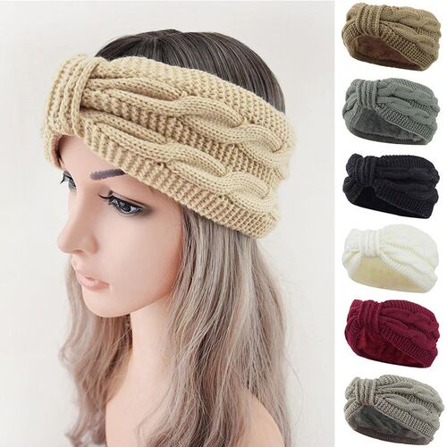 1PC Bow Headband Winter Warmer Ear Hairband Solid Color Elas