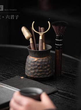 鎏粗金茶养道瓷六君子陶陶茶叶罐茶具配件茶夹壶笔茶cd220831道摆