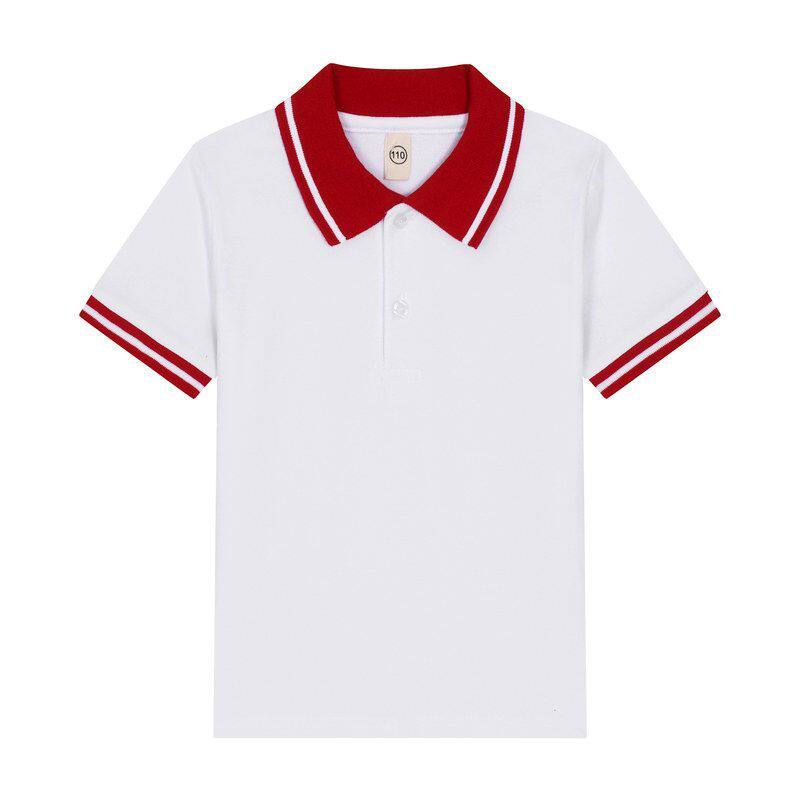 校服童装t恤长袖纯棉白色翻领男童polo衫女童小学生中大童园服