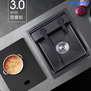 悍森斯不锈钢中岛台迷你小水槽厨房家用台下盆隐藏式吧台盖板水槽