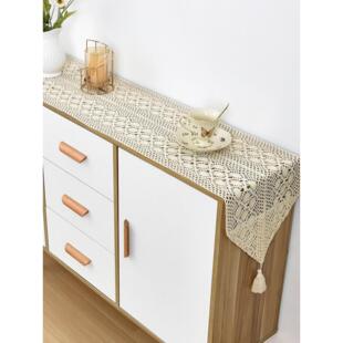 美式乡村镂空桌旗棉线经编钩针餐边柜桌旗餐桌鞋柜电视柜茶几客厅