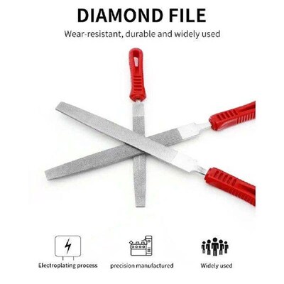 Diamond Coated Flat File Plastic Handle Hand Tools 6inch
