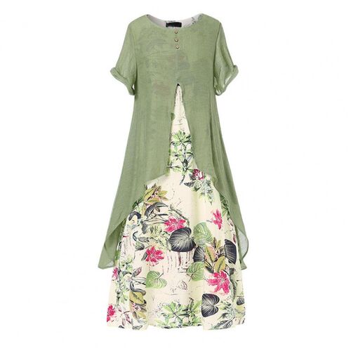Loose Women Dress Vintage Summer Floral Print Party Dresses