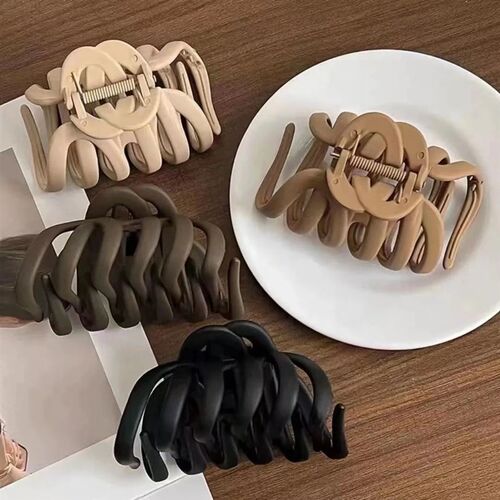Korean Neutral Coffee Large Claw Clips for Thick Hair Access