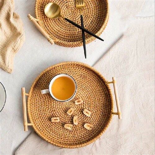 Handmade Rattan Storage Sort Out Basket Cake Dessert Tray