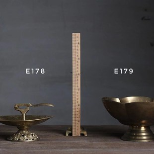 高脚铜器B 西洋古董美食静物摄影复古旧物黄铜摆件【二店道具铺】