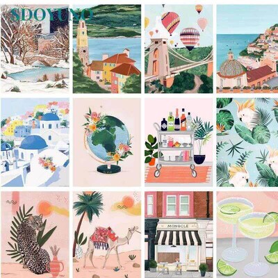 Painting By Number Acrylic Scenery Art DIY Picture Numbers