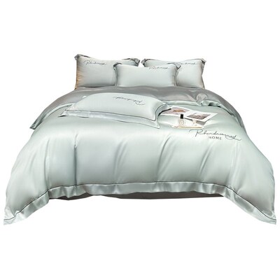 Light Luxury Style Washed Tencel Embroidery Four-piece Set S