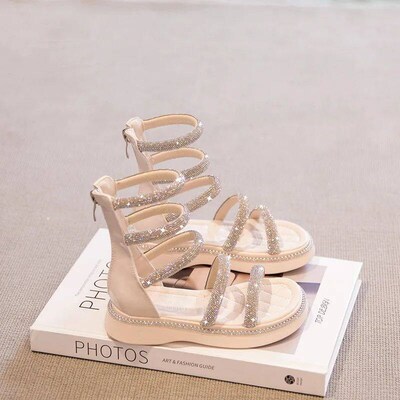 Summer Childrens Girls Gladiator Sandals Rhinestone Crysta