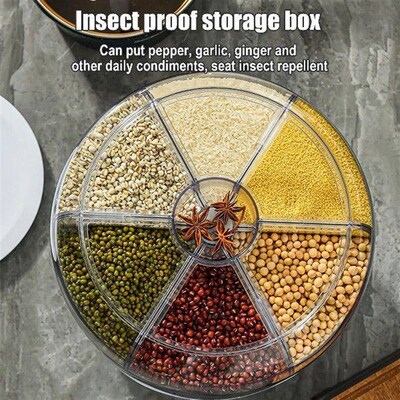 Rice Grain Dispenser 360 Degree Rotating Transparent Sealed