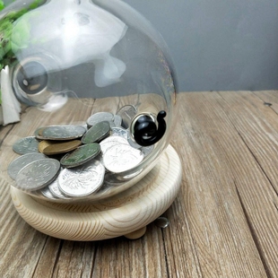 可爱小猪存钱罐玻璃储蓄罐硬纸币零钱罐摆件可存可取大人儿童