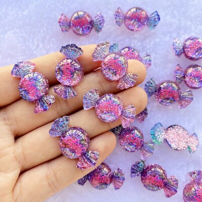 12Pcs New Cute Mini Mixed Candy 3D Resin Charms Flat Cabocho