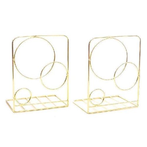 2pcs Round Circle Metal Desktop Bookends Book Ends Support