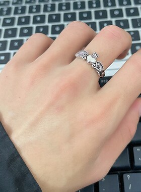 Vintage Trendy LOVE Heart Adjustable Rings Punk Hip Pop Angl