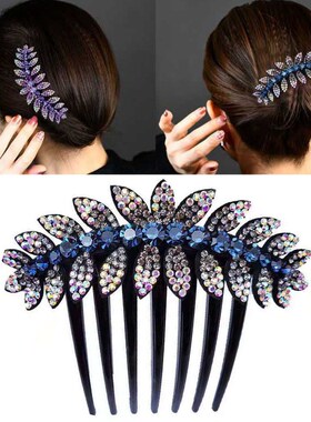 Luxury Crystal Rhinestones Flower Hair Combs Clip Vintage Ha