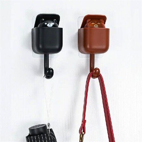 Cute Bear Key Hook Cartoon Adhesive Hooks Kids Bedroom Wall