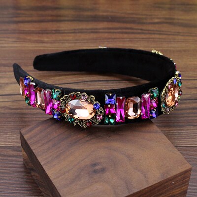 vintage sparkly colorful crystal headband rhinestone diamant