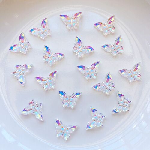 100Pcs New 7*9mm Cute Mini Shiny Butterfly Resin Figurine Cr