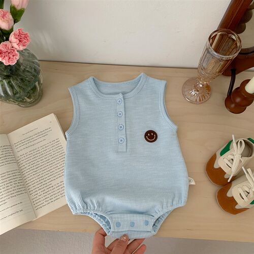 Infant Summer Clothing 2025 Thin Open Button Sleeveless Romp