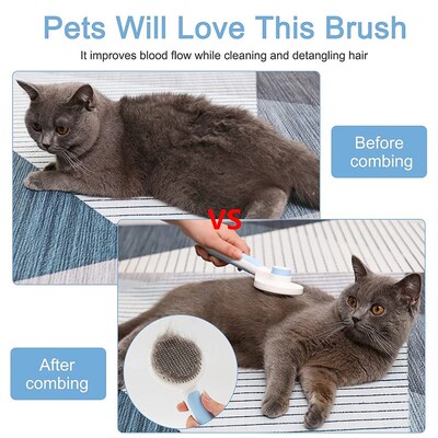 Pet Cat Brush Dog Comb Hair Removes Pet Hair Comb Self Clean