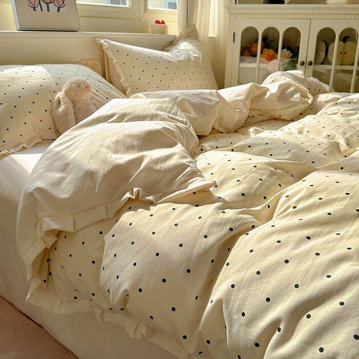 新款韩版少女心四件套小花边水洗棉床单被套学生宿舍床笠款三件套