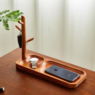 钥匙收纳摆件桌面玄关首饰置物架树杈挂钩挂复古美式客厅托盘架子