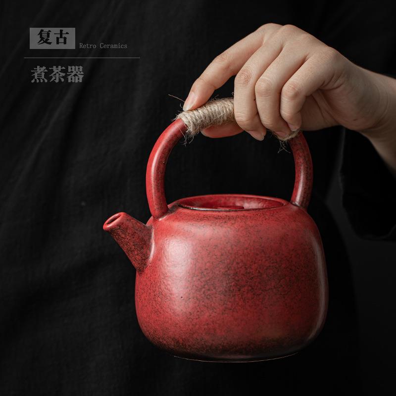 陶瓷煮茶壶陶壶提梁壶可明火加热烤茶壶煮茶器煮水壶围炉煮茶