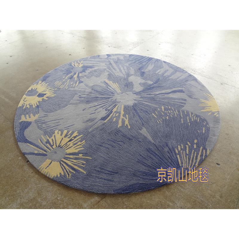 现代简约田园抽象水墨画花朵圆形中式客厅茶几地毯餐厅儿童房书桌