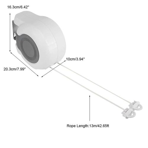 13m Wall Mounted Retractable Double Clothes Drying Line Indo