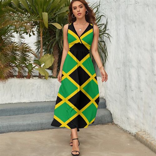 Jamaican National Flag Sleeveless Dress prom dresses beach