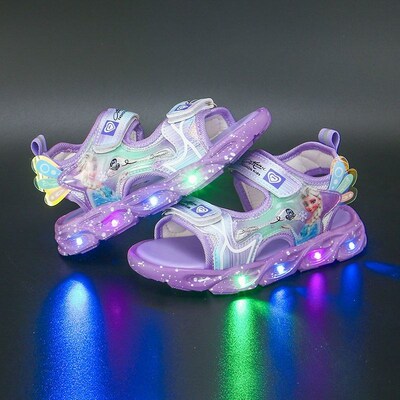 Girls Elsa Sandals Led Lights Summer Soft Sole Non slip Chi