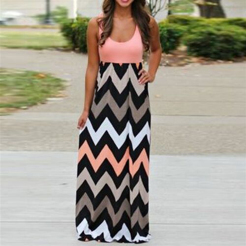 New In Dresses For Women  Plus Size Striped Long Boho Dress