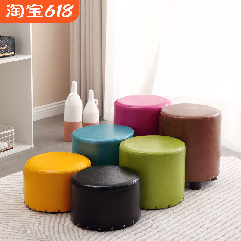 小家用板凳矮凳儿童凳油蜡皮坐墩沙发凳软凳换鞋凳圆凳,住宅家具,矮凳,淘宝优惠券,粉丝福利购,淘宝优惠卷