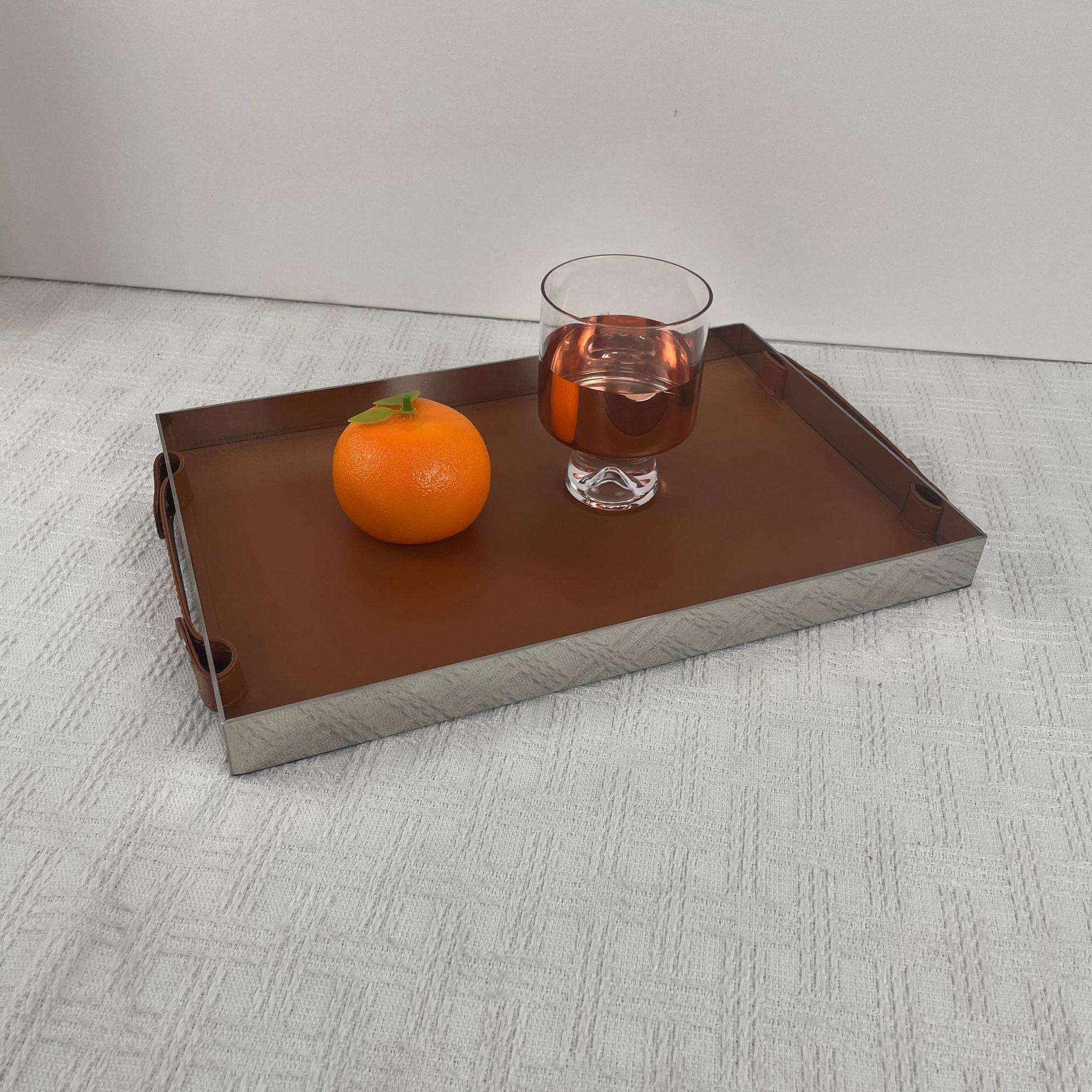 简约新中式样板房客厅书房酒柜酒具卫生间混搭装饰摆件果盘茶托盘