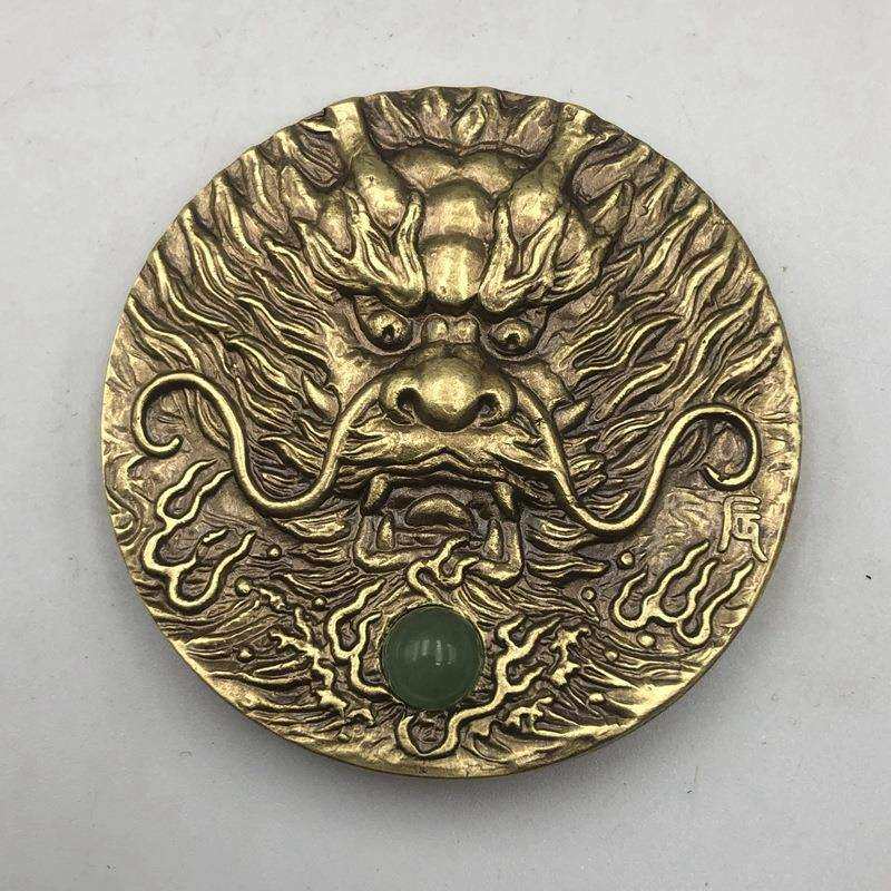 十二生肖摆件 生肖龙铜牌 猪年大铜章古玩杂项家居工艺摆件 铜器