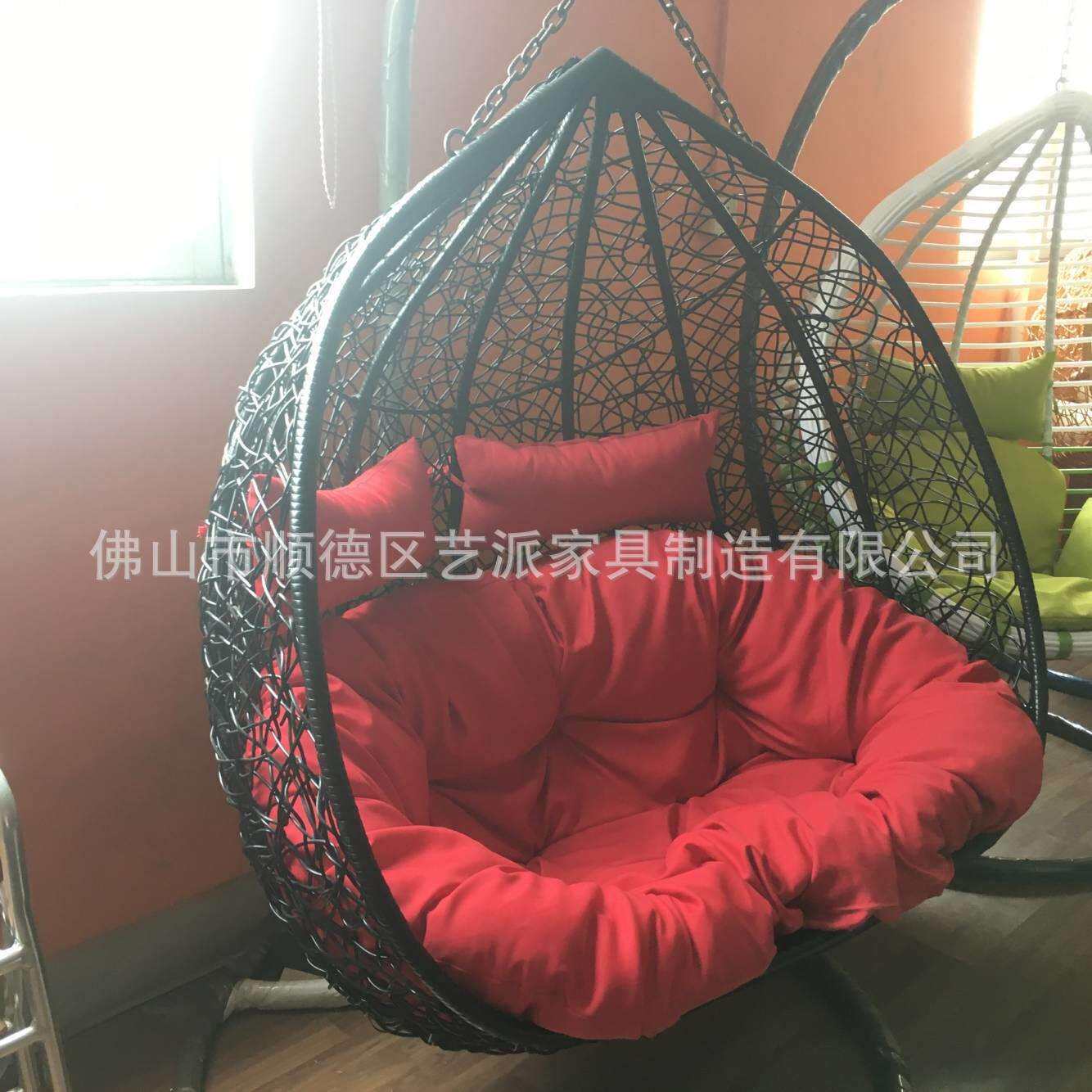 户外吊篮家具仿藤简约现代休闲花园秋千铁架加固藤摇椅吊椅家具2