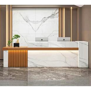 新中式公司前台接待台吧台收银台大厅柜台现代简约店铺小型办公桌