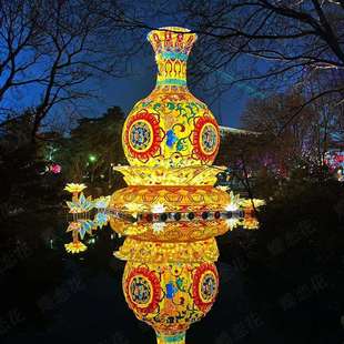 彩灯设计花灯制作厂家 灯会城市街道亮化灯光秀布置 庙会花瓶花灯