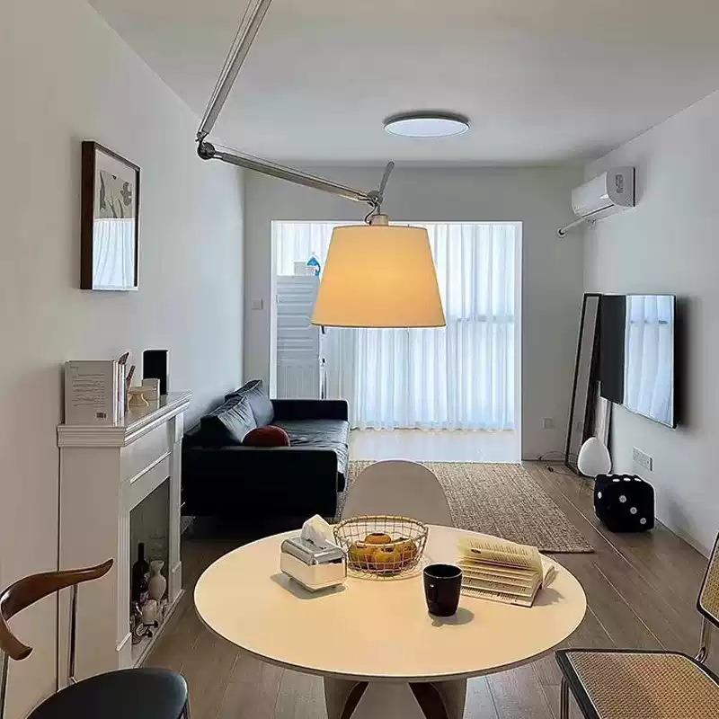 家居折叠吊灯摇臂布罩灯可移位餐厅书房卧室氛围灯布艺灯罩全光谱