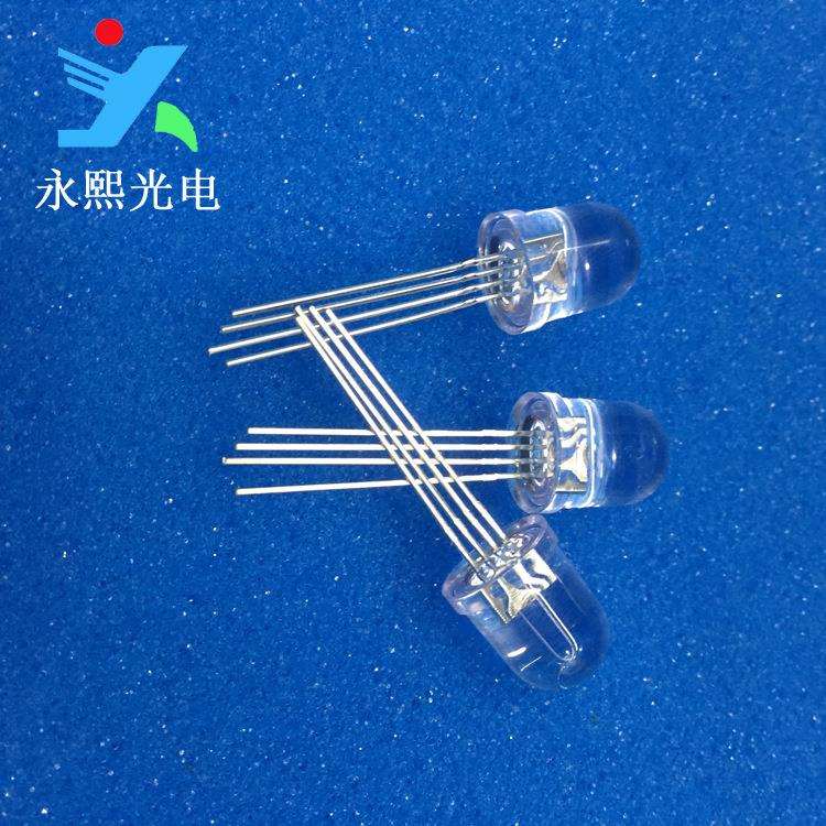 10MM直插灯珠全彩rgb灯珠发光二极管 f10透明共阳led灯珠rgb